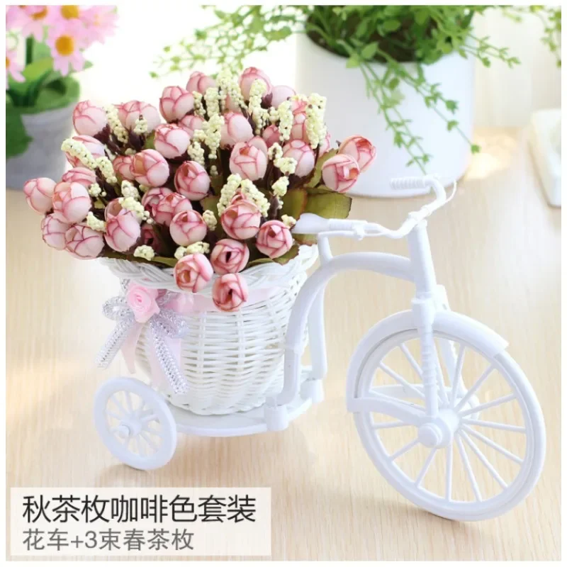 

White Bicycle Decorative Flower Basket Wedding Decoration Plastic Tricycle Design Flower Pot Storage Basket Party Decoration Pot