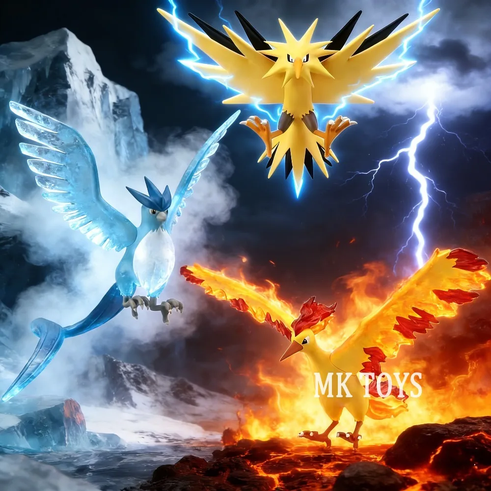 Figuras de Ação Anime Pokemon de 12-18cm, Articuno, Moltres, Zapdos, Estátuas de PVC para Crianças, Brinquedos de Coleção