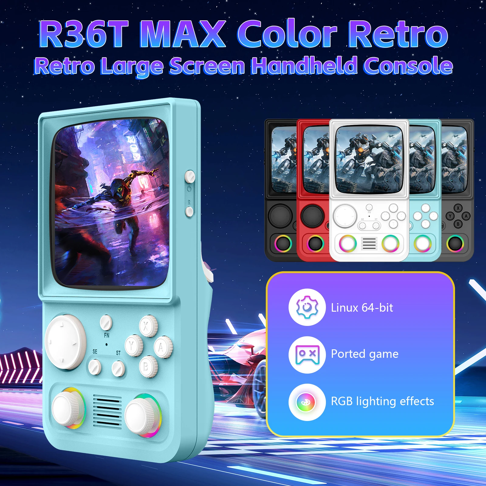 AISLPC R36T MAX Handheld Game Console 4.0" IPS Screen 64/128G 22000+Games 5G Portable Pocket Game Player