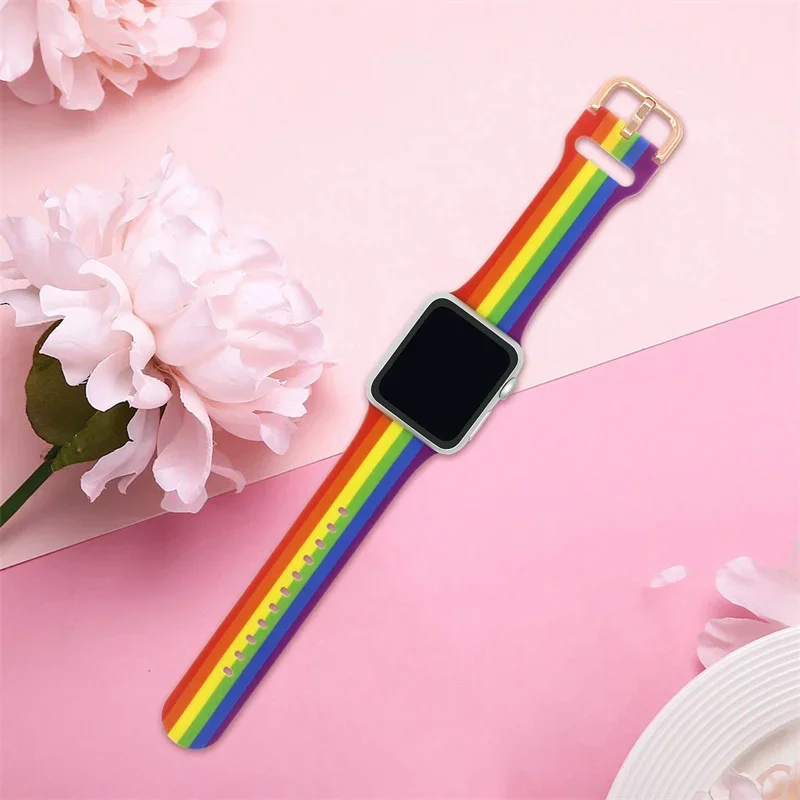 سيليكون مطبوع لحزام الساعة ، سوار رياضي ، سلسلة iWatch 9 ، 8 ، 7 ، 6 ، 5 ، 4 ، 3 ، Se ، Ultra 2 ، 49 حزام ، 44 Apple ، 41 ، 45 ، 42-40