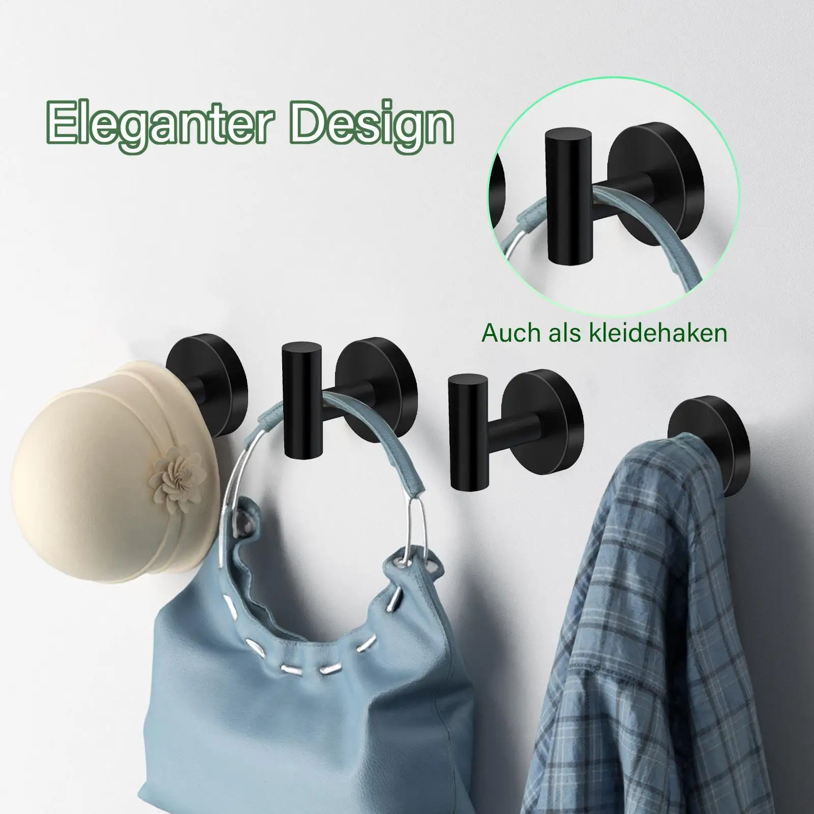 

Hooks For Towels 4 Pieces Smooth Robe Hanger Metal Wall Hooks For Clothes Hats Keys Kitchen Bathroom Towels Hats Robe Indoor