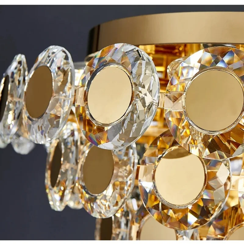 Modern LED Crystal Chandelier Luxury Gold Lustres Round Cristal Lamp For Living Room Bedroom Creative Home Decor Ceiling Light