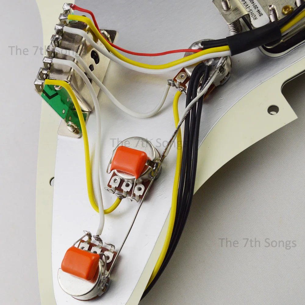 HSS Texas Rock with SH4 JB  / S*hr style SSV Bridge Alnico 5 Flat Pole Electric guitar Prewired Loaded Pickguard Pickup Wiring view 6