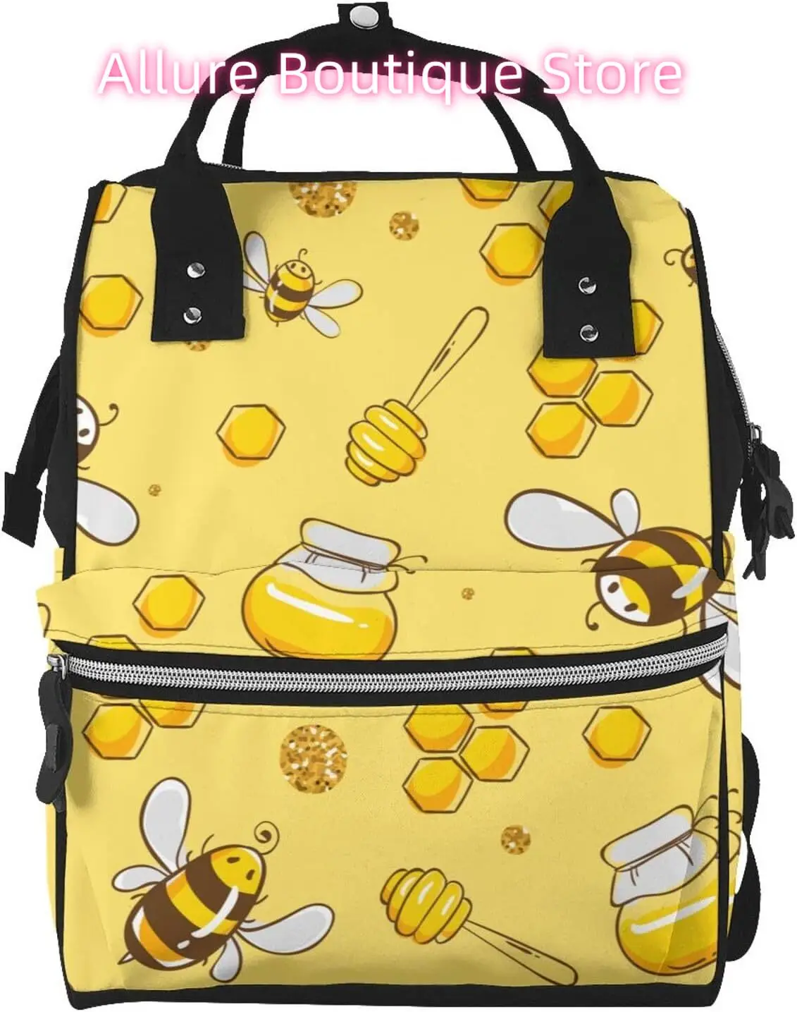 

Bee Honey Diaper Bag Backpack for Women Large Capacity Nappy Bag Multifunction Waterproof Mummy Backpacks for Mom Dad