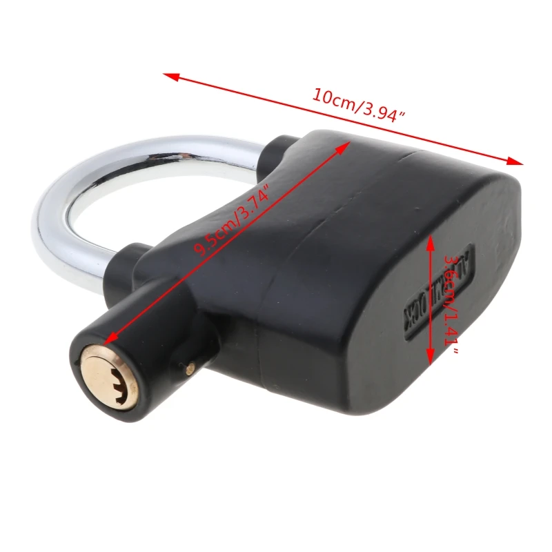 Waterproof Siren Alarm Padlock, Alarm Lock for Motorcycle, Short Beam Bike