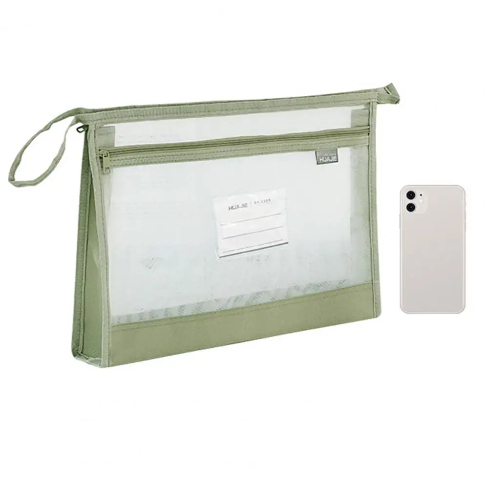 Support de stockage de fichiers à double couche, fermeture à glissière en maille, poudre, dossier A4, école, bureau, organisation de voyage
