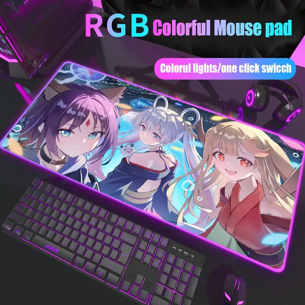 

Коврик для мыши Anime Cosmic Princess Kaguya, игровой RGB-коврик для стола с подсветкой, большой игровой коврик для мыши с LED-подсветкой