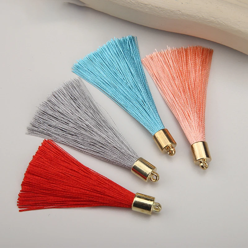 12/24Pcs Multicolor Thread Tassel Charms Golden End Cap Handmade Tassels for Jewelry Making Bookmark Phone Decor Accessories