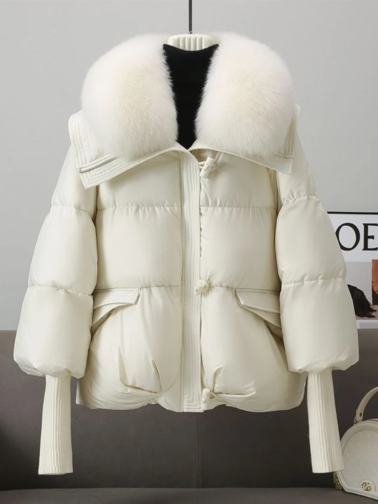 2025 para baixo algodão curto acolchoado jaqueta feminina parkas gola de pele outono inverno casacos grossos feminino preto casual outerwear roupas