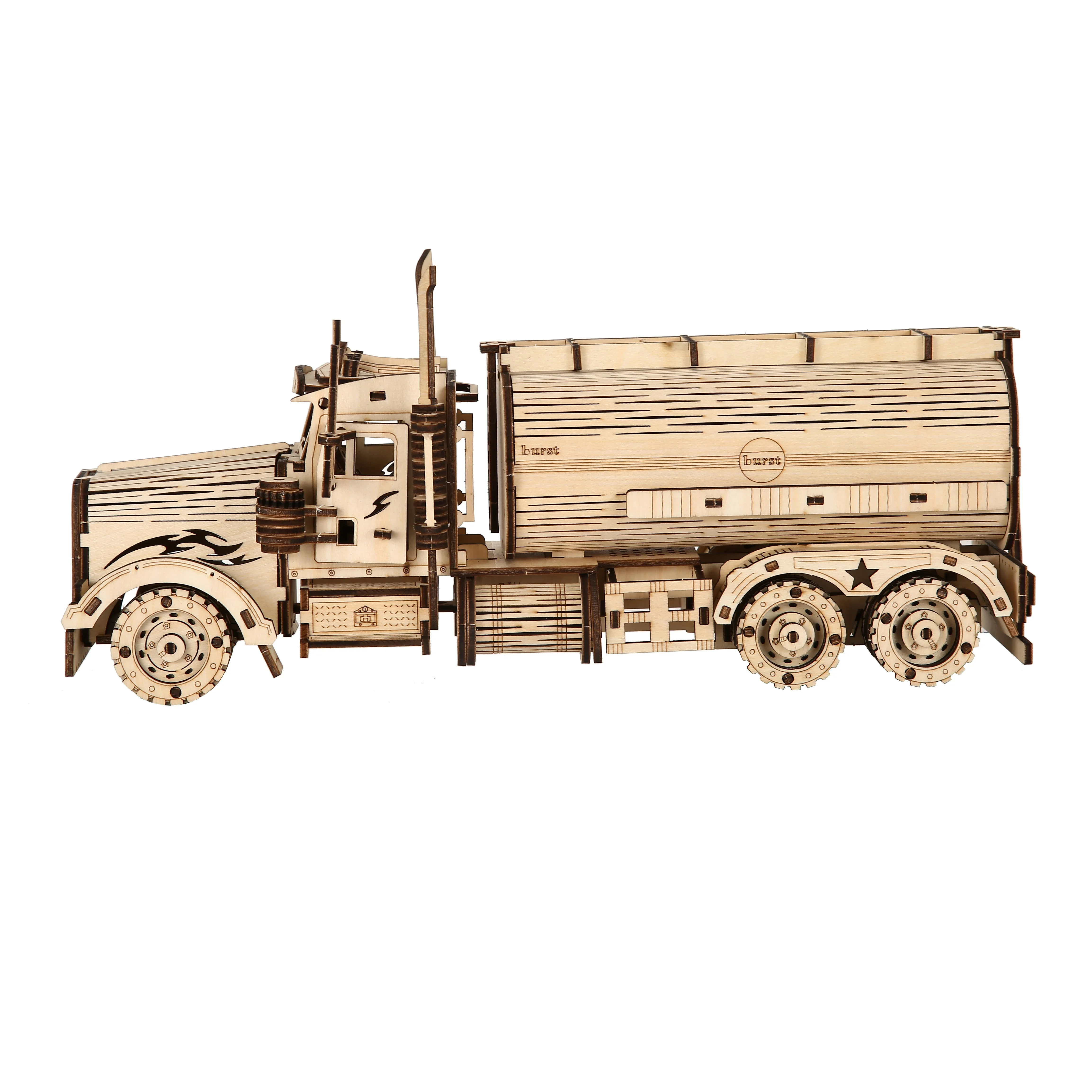 oil tank truck Model DIY 3D Wooden Puzzle Building Block Kits Assembly Toy Birthday Gift For Kids Adult Home Decor