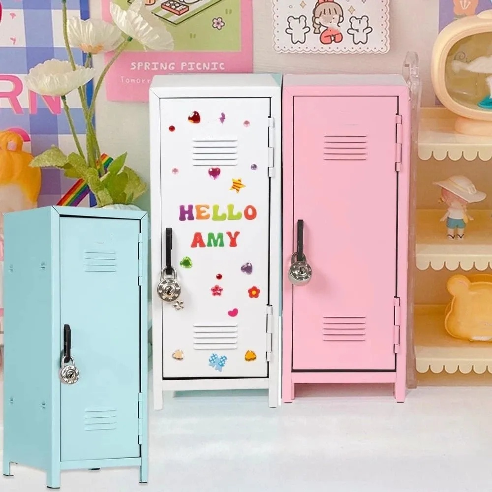 かわいい鉄製化粧品収納キャビネット垂直二層キーストレージボックスロック付きファイルキャビネット女の子用