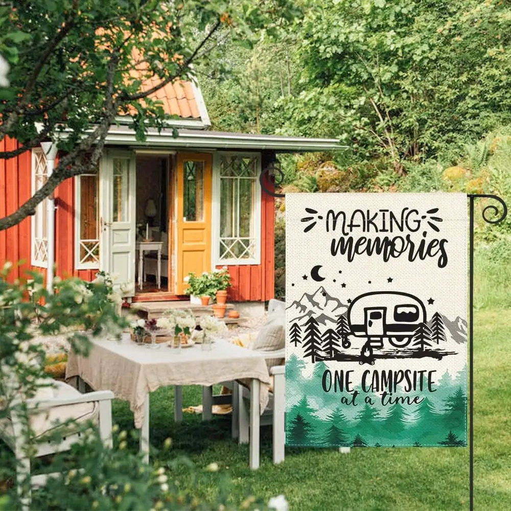 AVOIN colorlife Making Memories One Campsite At A Time Camping Garden Flag Double Sided, RV Campfire Firepit Yard Outdoor De KKW