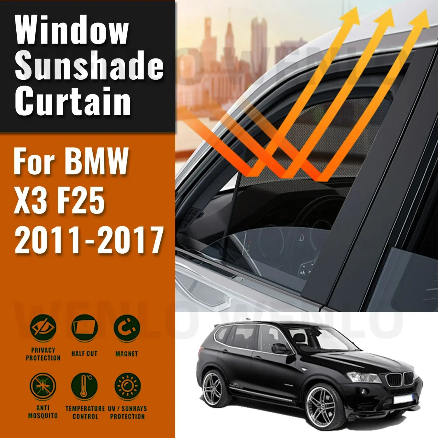 

For BMW X3 F25 2011-2017 Magnetic Car Sunshade Visor Front Windshield Curtain Rear Side Baby Window Sun Shade Shield