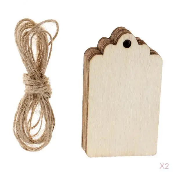 20pcs Wood Gift Tags Blank Wooden Hanging Label for Wedding Party Craft