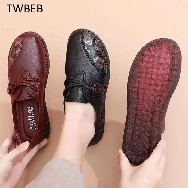 Comfortable Cushion Loafers Woman Spring Autumn Orthopedic Sneakers Mom Cozy Oxford Leather Moccasins Ladies Flat Shoes