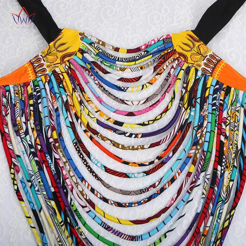 2023 Ankara Beautiful Multi Strand Necklace African Bold Colorful Long Exotic Jewelry Anfrica Handmade Long Collier WYB181