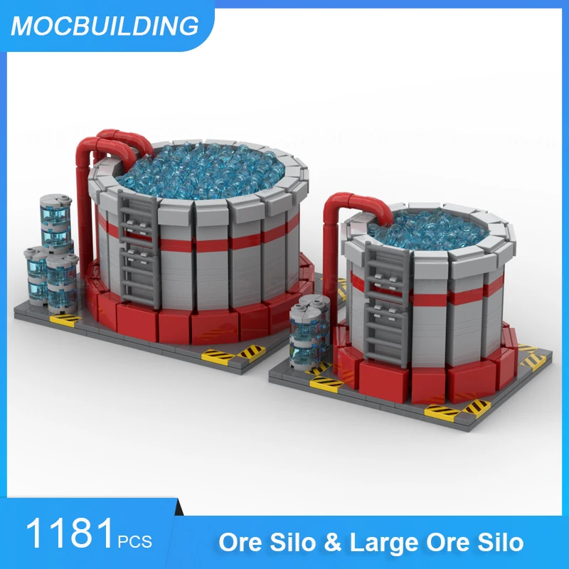 MOC Building Blocks Large Ore Silo & Command Centre (HQ) Model DIY Assemble Bricks Architecture Educational Creative Toys Gifts