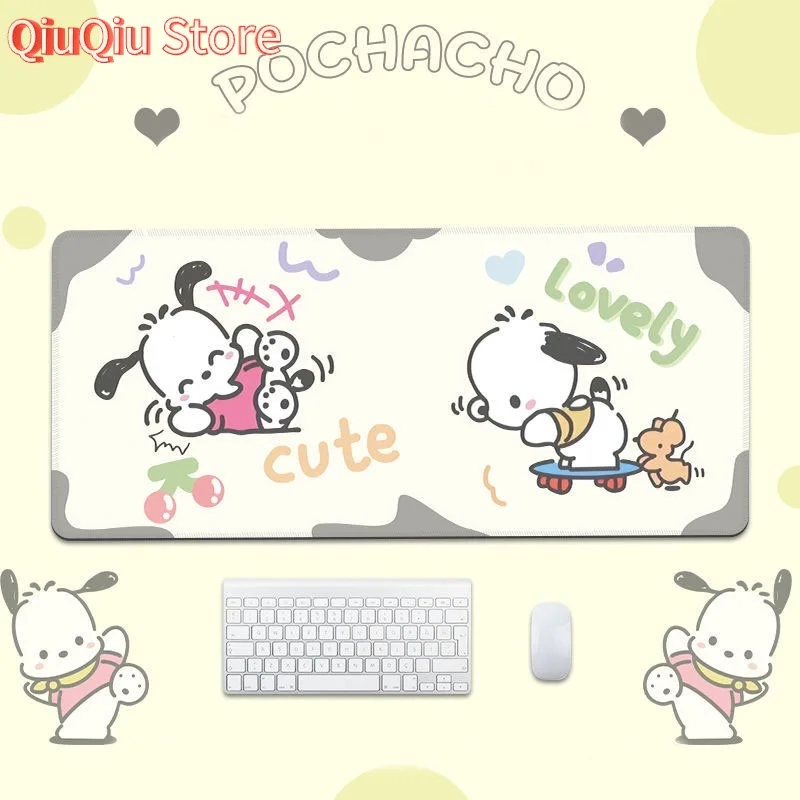 Kawaii Sanrio Pochacco Mouse Pad Tepi Meja Tebal Bantalan Anti Selip Dapat Dicuci Rajutan Rapat Tersedia Berbagai Ukuran