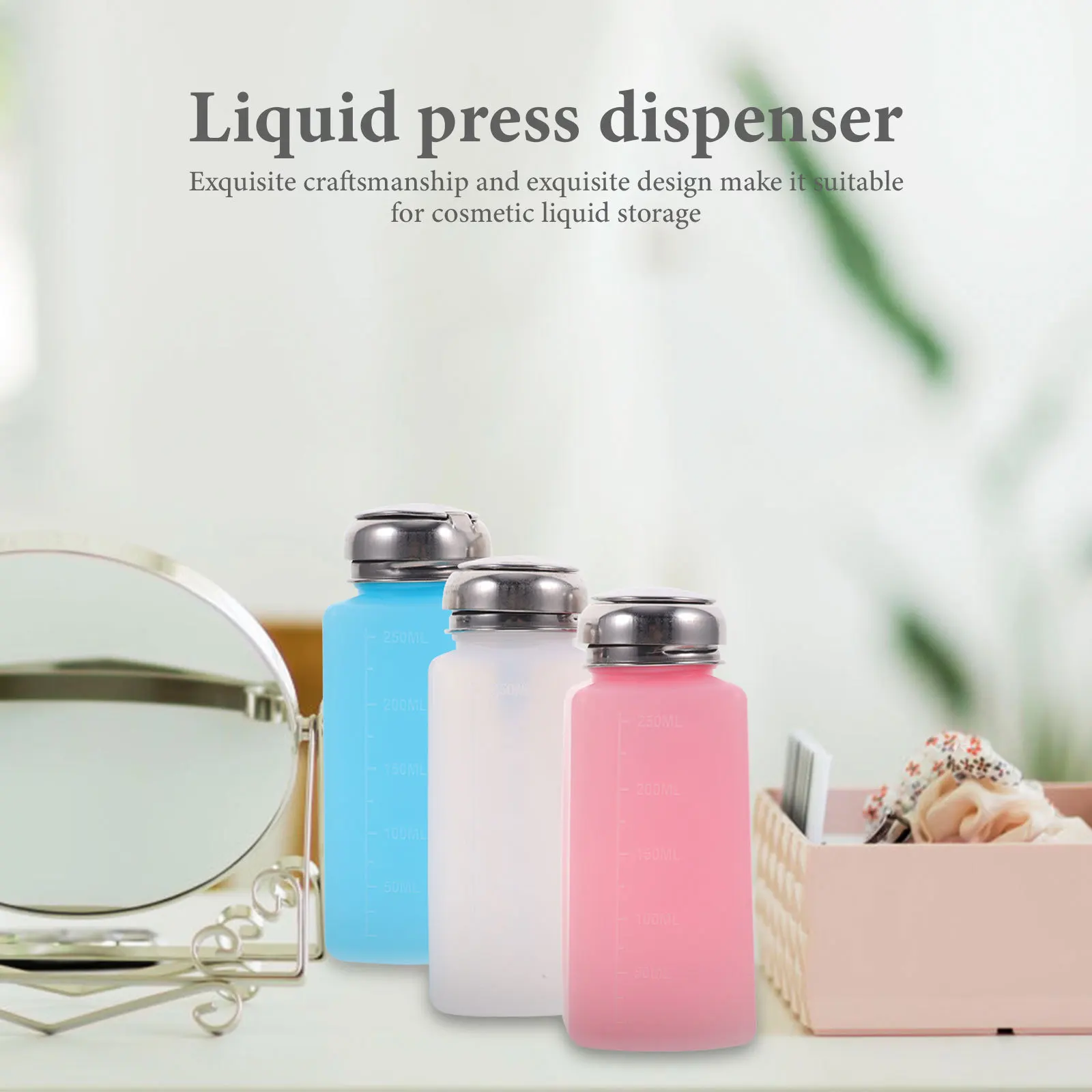 3 Stück 200 ml Nagellackentferner-Flaschen, tragbar, auslaufsicher, Druckpumpe, leerer Spender, exquisite Handwerkskunst, einfach zu tragen, Geschenk