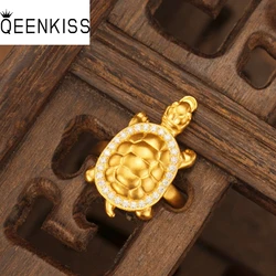 QEENKISS Gold Vintage Turtle Tortoise Ring For Women Wedding Party Birthday Christmas Mother Bride Girlfriend Lady Gifts RG5196