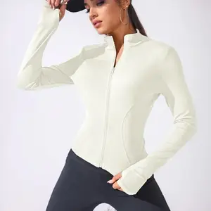 Frauen -Yoga -Jacke mit Reißverschluss, Kurzsportjacke, Fitnesskleidung, Gewichtsverlust, Körperskulptur, neu, 2024 8 Hauptverkäufe Reißverkauf im Arsch - №5