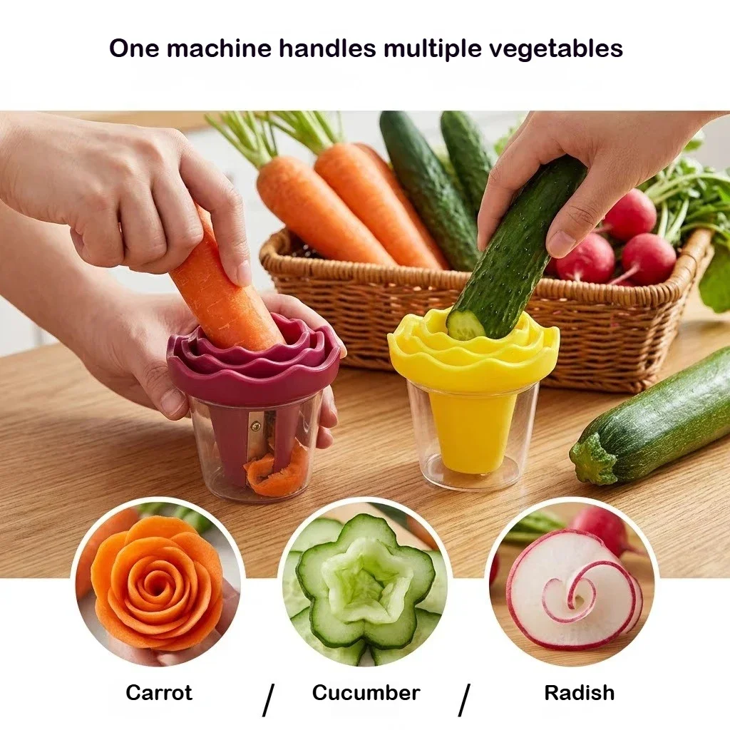Creative Rotary Vegetable Slicer Spiral Cucumber Slicer Spiralizer - Spiral Peeler with Interchangeable Blades for Kitchen Prep