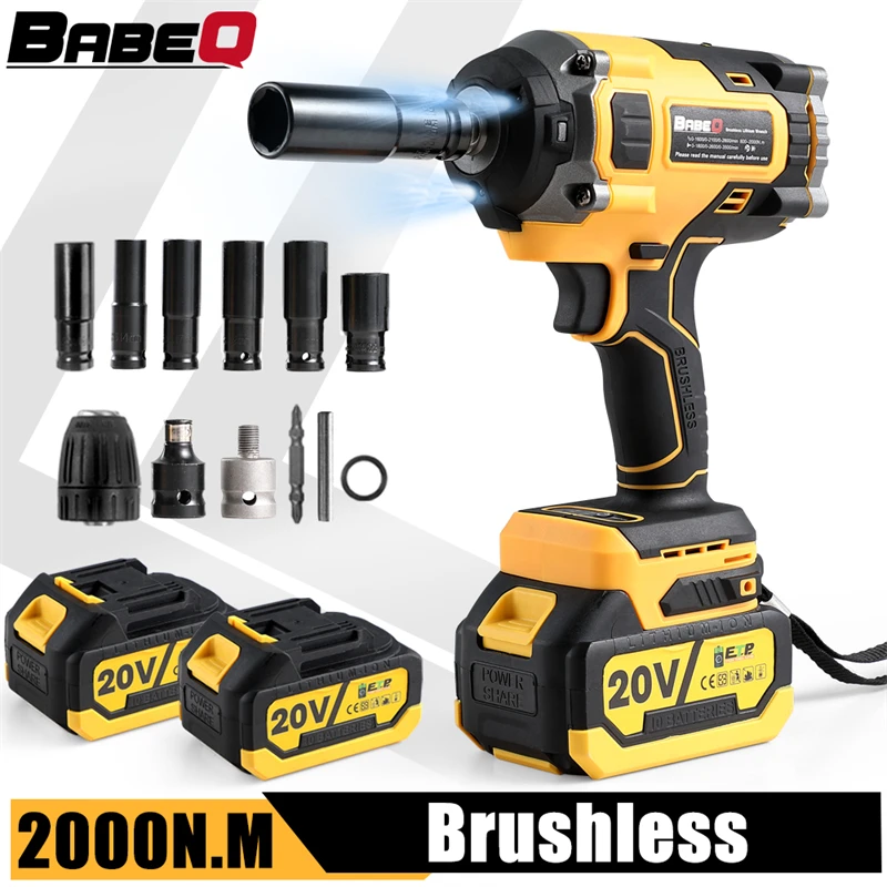 

2000N.M Brushless Electric Impact Wrench 1/2 inch Cordless Rechargeable High Torque Hand Drill Power Tool For Makita 18V Battery