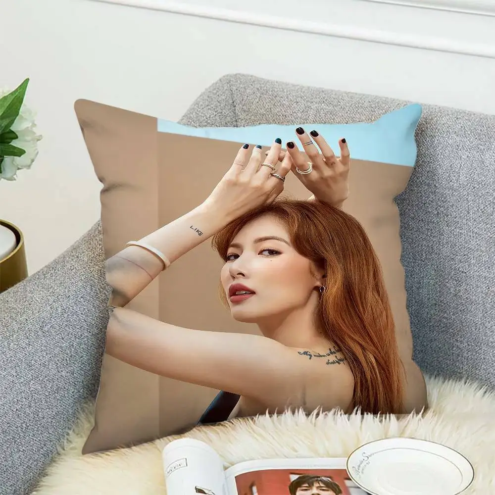 

KPOP Kim Hyun A Pillow Case Double-Sided Printing Cushion Cover 45x45 Decorative Cushions Sofa Home Decor Soft Pillowcase