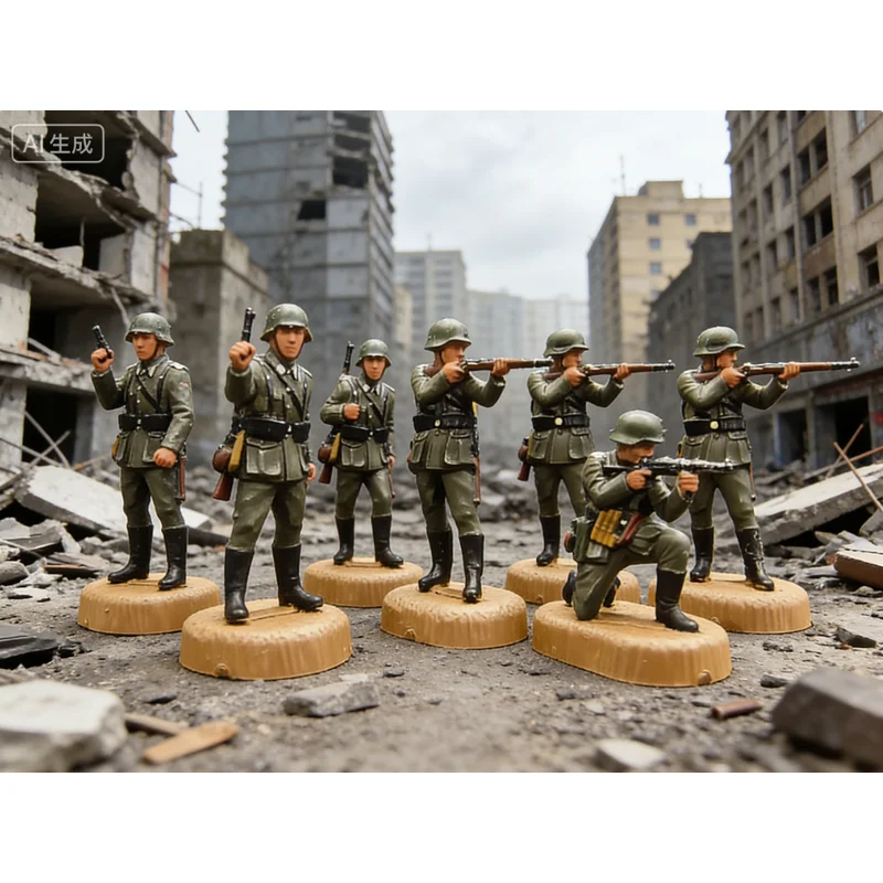 

1:72 Model 3D Printing Painted 5Pcs German infantry Soldiers Action Figure DIY Scene Accessory Doll Display Collection Fans