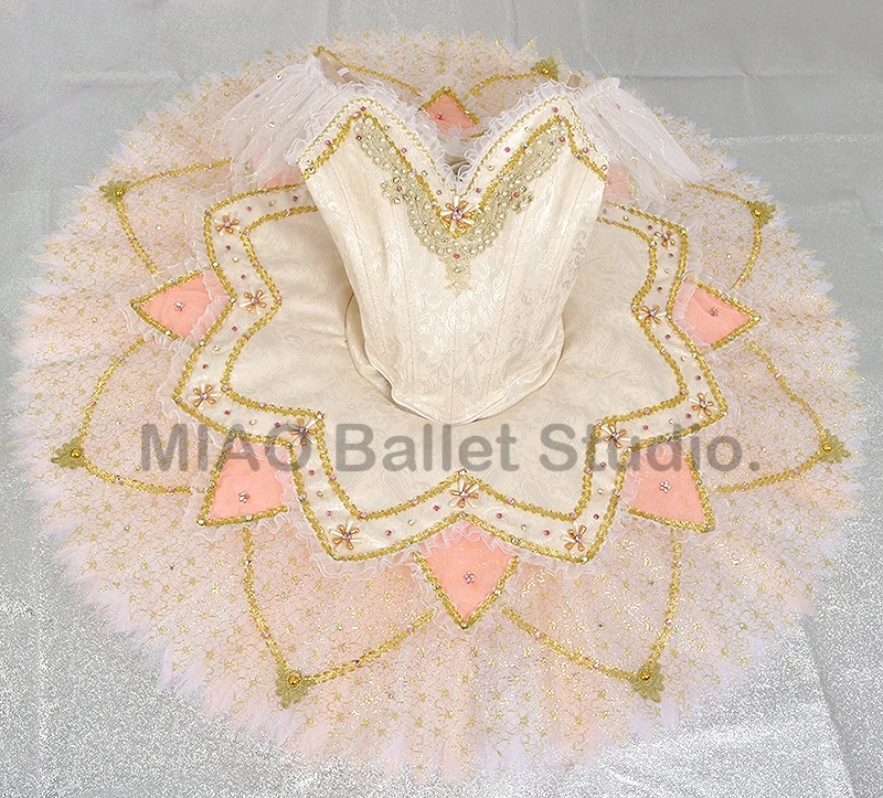 

Gorgeous Champagne ballet tutu classical sleeping beauty Split Costume professional Platter Ballet Pancake No elasticity 0470