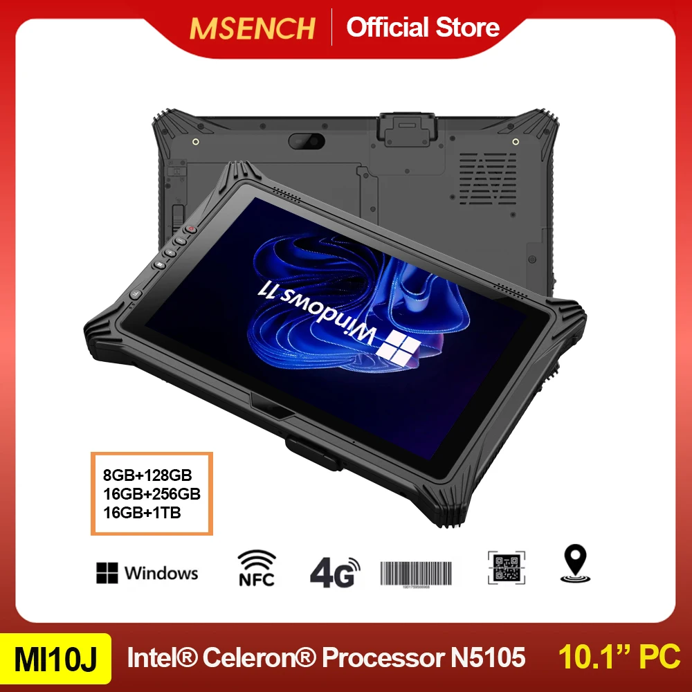 

MSENCH Промышленный планшет Windows 10 Wi-Fi Bluetooth RJ45 HDMI 2D-сканер 10000 мАч Прочный планшет с большой батареей