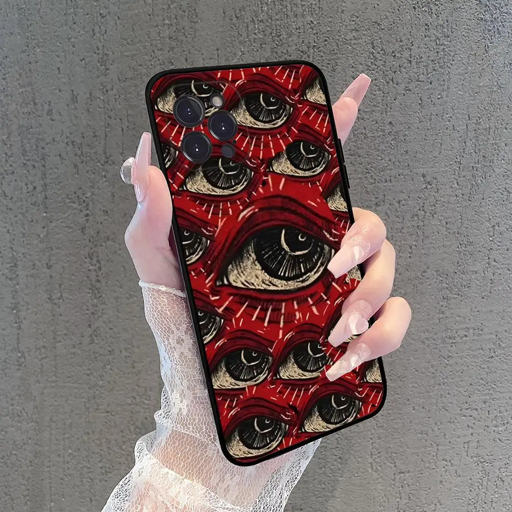 Scary Face Eyes Phone Case For iPhone 15 14 11 12 13 Mini Pro XS Max Cover 7 8 Plus X XR Funda Shell