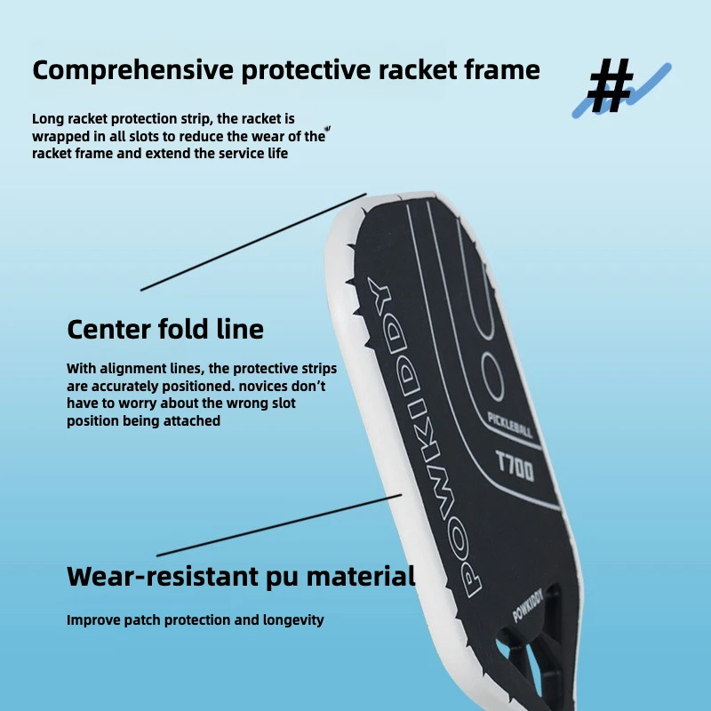 3Pcs 피클볼 라켓 가장자리 스티커 패들 헤드 가장자리 테이프 스티커 충격 감소 및 마찰 방지 프레임 보호 테이프