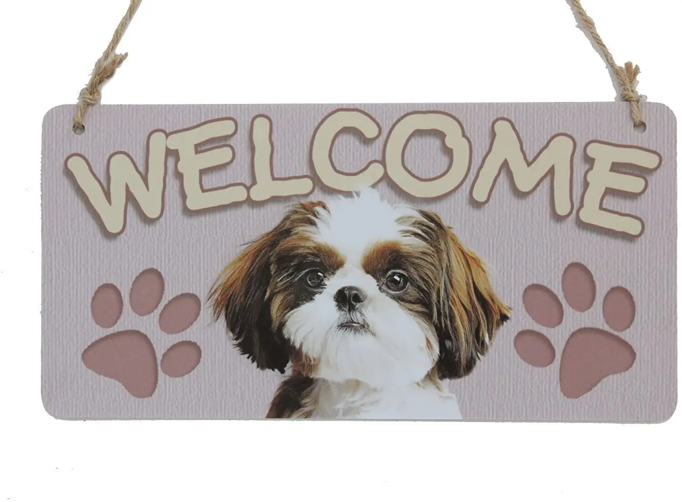 zhongfei Shih TZU Gift Dog Plaque Welcome Sign with Dog Footprints Dog House Decor (5