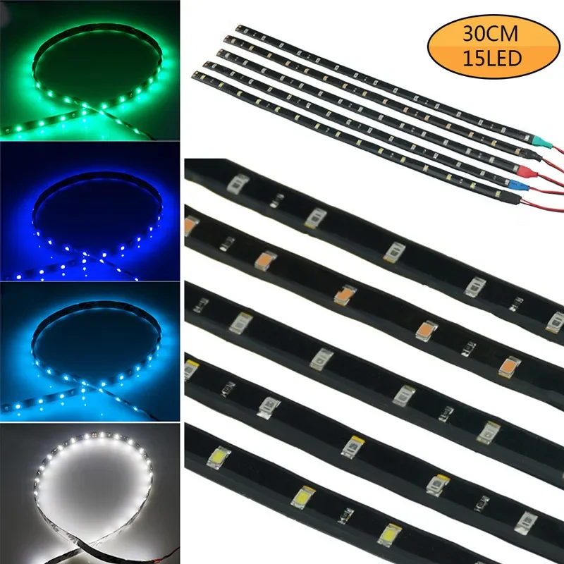 30cm El Wire Waterproof LED Strip Light Motor Glow Light Line Rope Tube Cable Daytime Running Tape Party Car Decoration