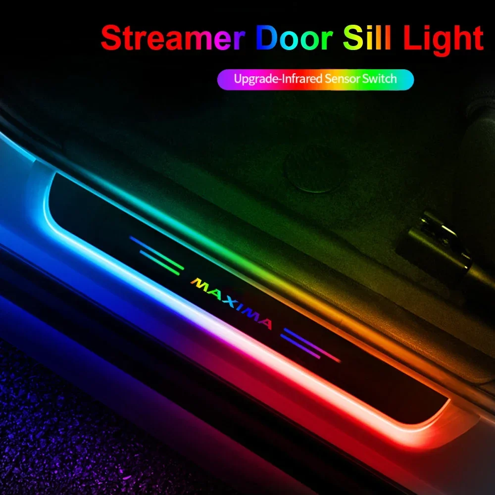 Car Threshold Pathway Decorative Lamp Plate for Nissan Maxima Acrylic LED Welcome Pedal Strip USB Doorsill Streamer Light