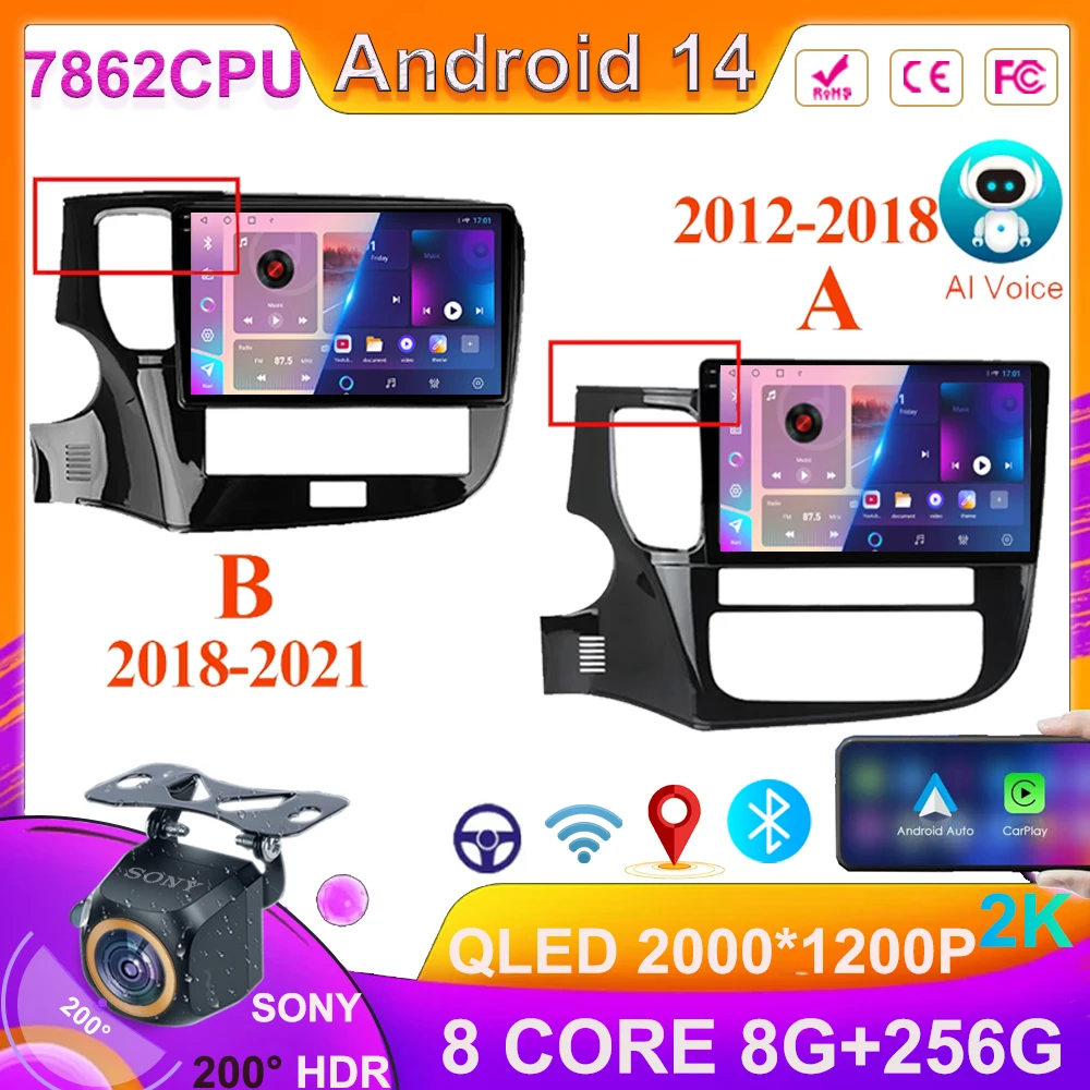 

Android 14 Android Auto For Mitsubishi Outlander 3 III GF0W GG0W 2012-2018 2019 2020 2021 Carplay Car Radio Multimedia Video GPS