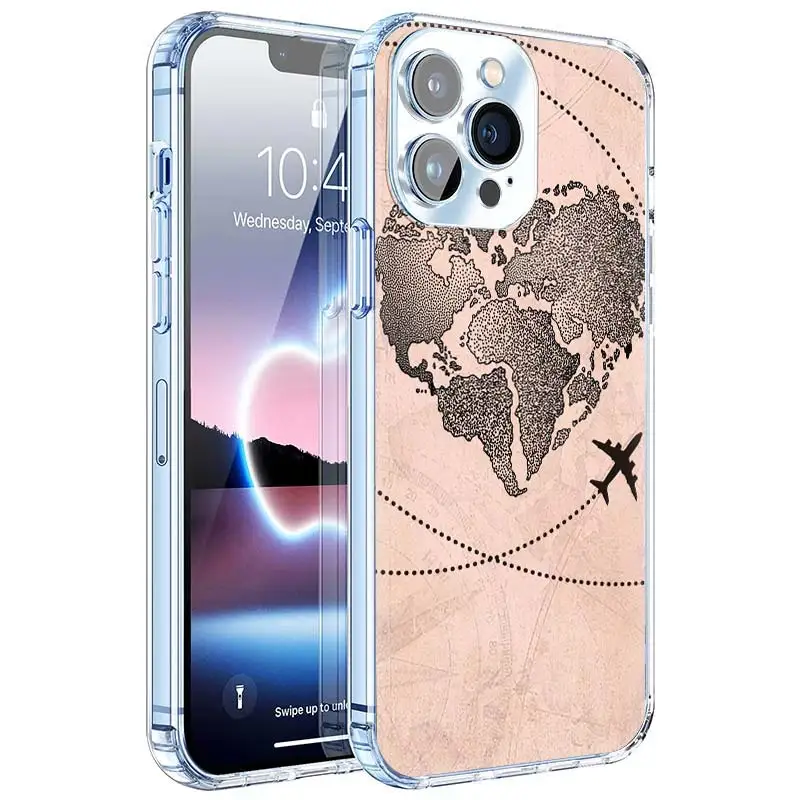 World Map Back Soft Silicone Phone Case For Apple iPhone 11 14 15 16 Pro 12 13 Mini XR X XS Max 7 Plus 8 + Fundas Cover 11 12 Mi