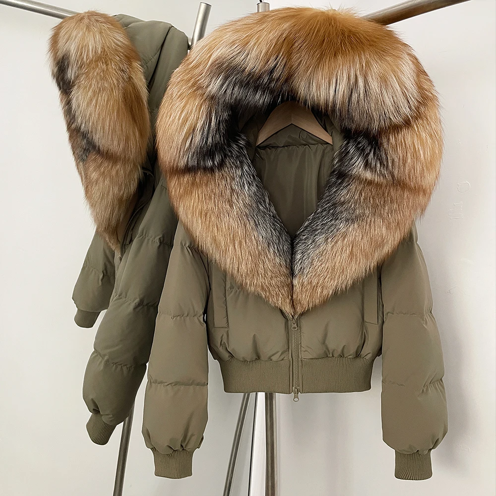 OFTBUY سترة الفراء الحقيقي المرأة معطف الشتاء مع غطاء محرك السيارة الملابس النسائية الاتجاه 2025 سترة الفراء الطبيعي المرأة ديمي الموسم سترة