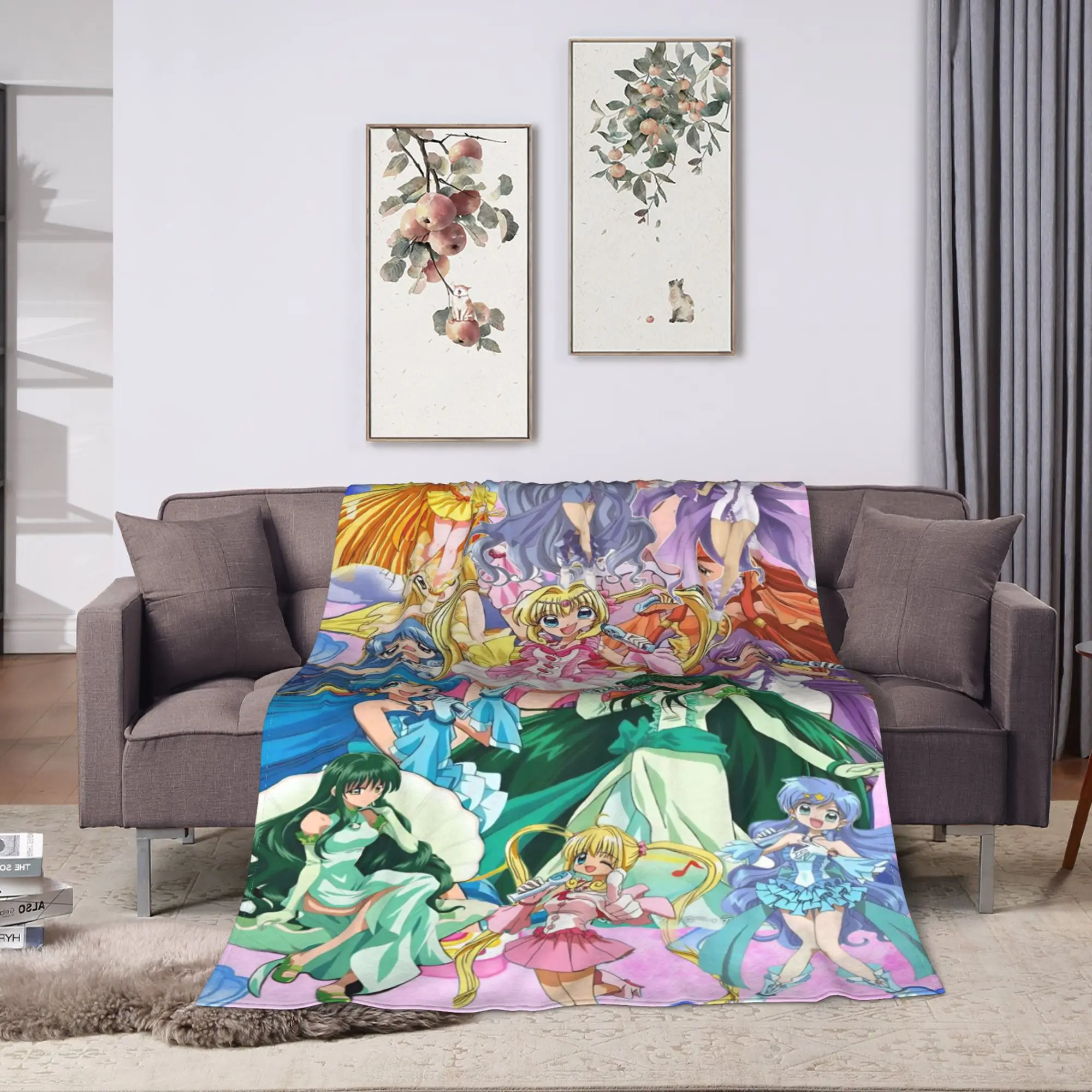 Mermaid Melody Pichi Pichi Pitch Flannel Blanket Winter  Warm Throw Blanket for Kids Couch Chair Funny Bedspread Sofa Bed Cover