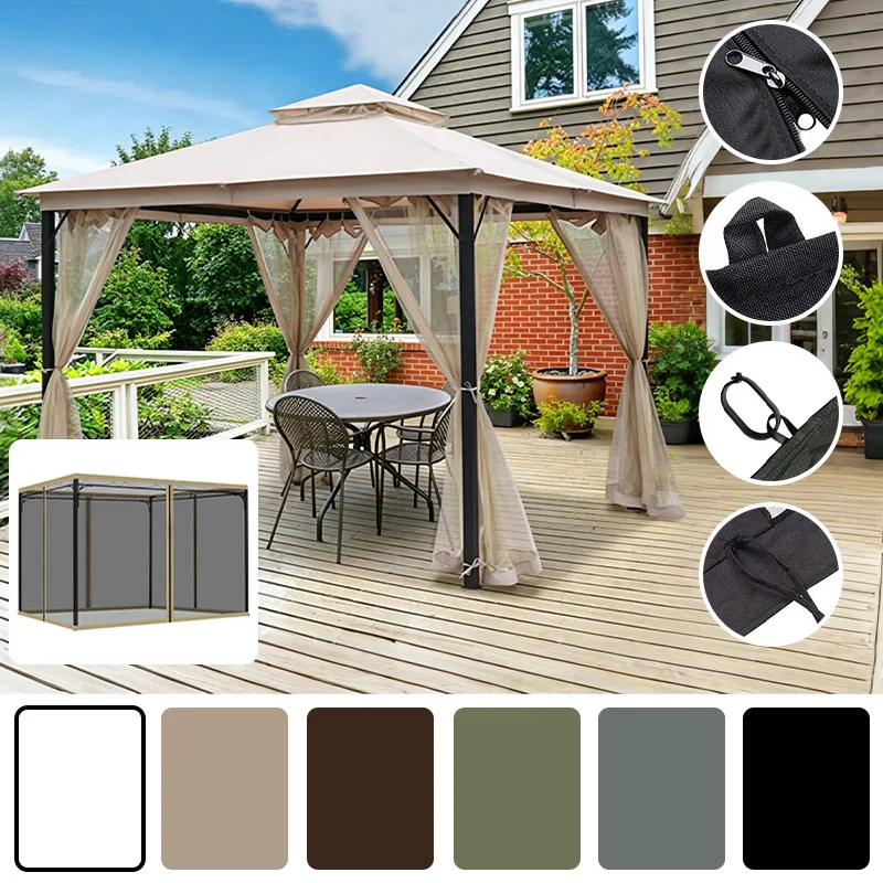 300x300cm 4 Door Mosquito Net Curtain Outdoor Gazebo Canopy Net Screen Insect Protection Mesh for Patio Garden Backyard