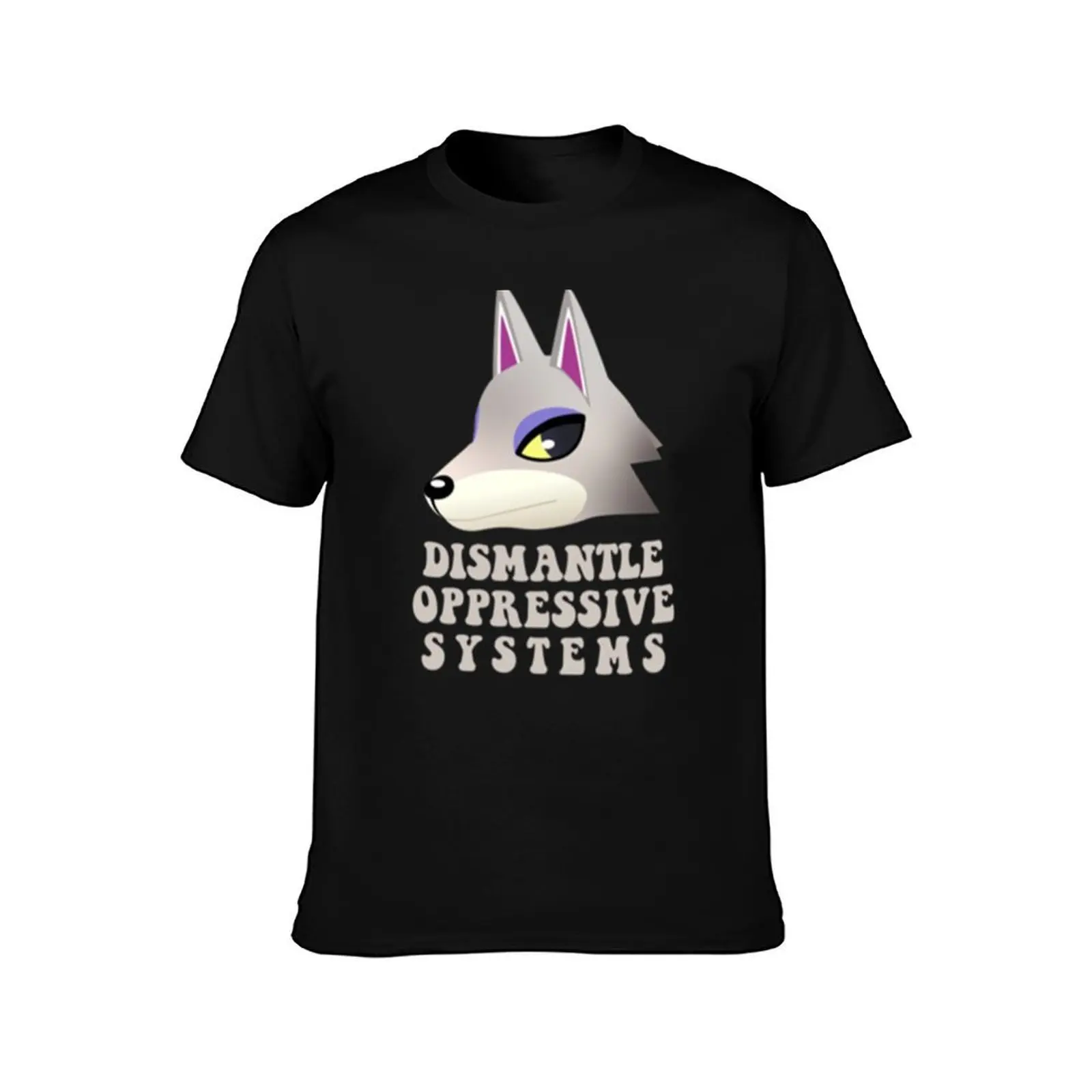 fang says dismantle oppressive systems! T-Shirt, Summer Casual Cotton Tee, Oversized Streetwear Tops, Vintage Graphic Print