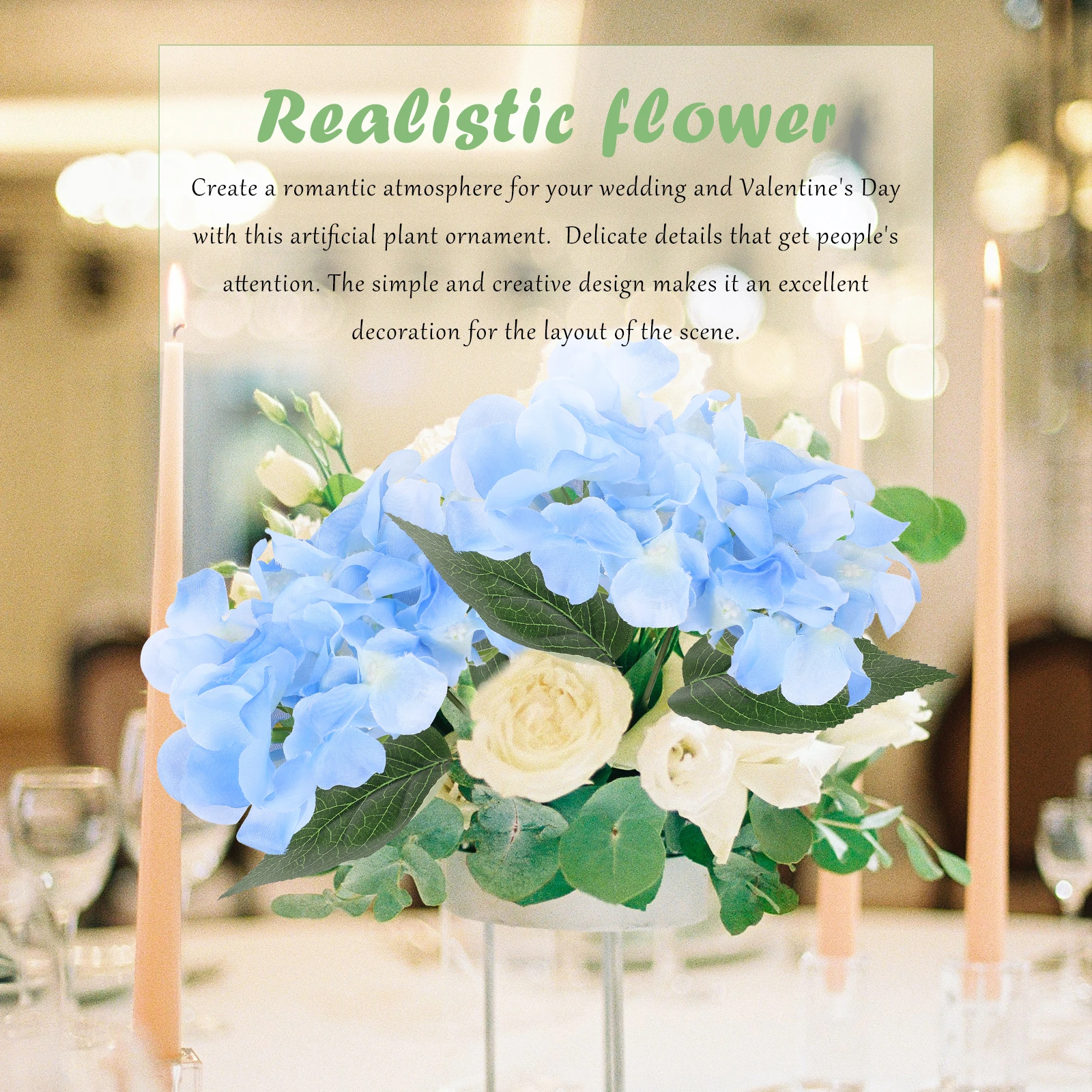 

10pcs Artificial Hydrangea Flowers Decorative Plastic Simulation Bouquet Home Wedding Party Banquet Decorations Long