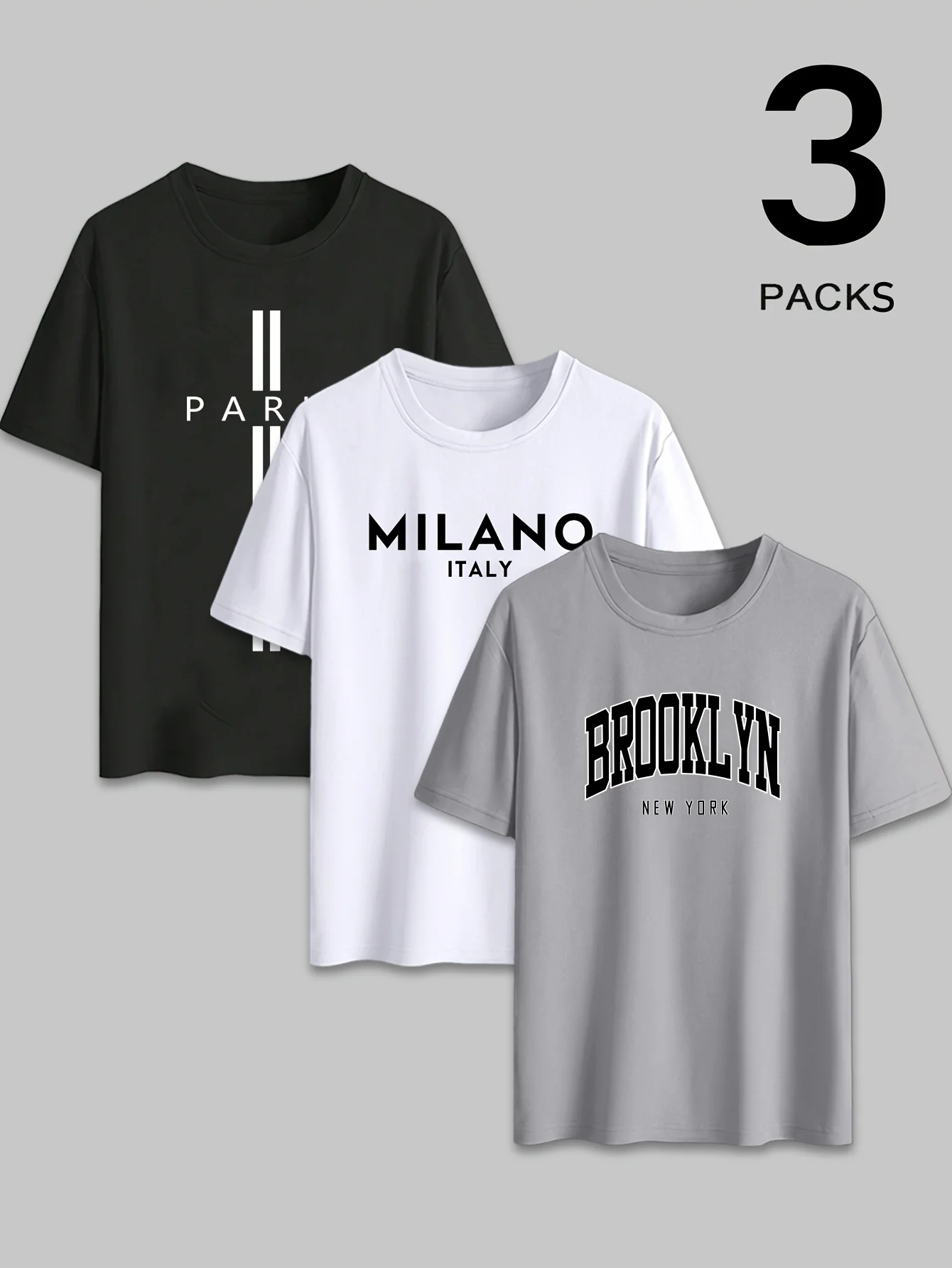 

Мужская хлопковая футболка с коротким рукавом и принтом, круглый вырез, подходит для лета и активного отдыха, повседневный универсальный комплект из 3 предметов с коротким рукавом