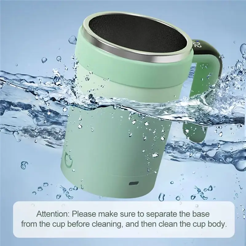 ABUN Rechargeable Magnetic Coffee Mixer, Automatic Stirring Cup, Stainless Steel Rotating Magnetic Tumbler, LED Display, 380ml,