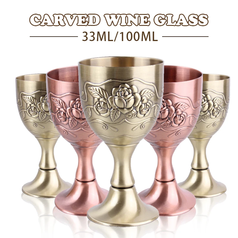 European Style Carved Handmade Copperware Crafts Wine Glass Mini Chalice Goblet Wicca Altar Vintage Divination Prop Buddha Altar