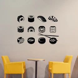 Sushi Vinyl Wall Decal Bar Japanese Asian Food Sushi Restaurant Wall Stickers Window Decor Mural Removable Art Decals S153