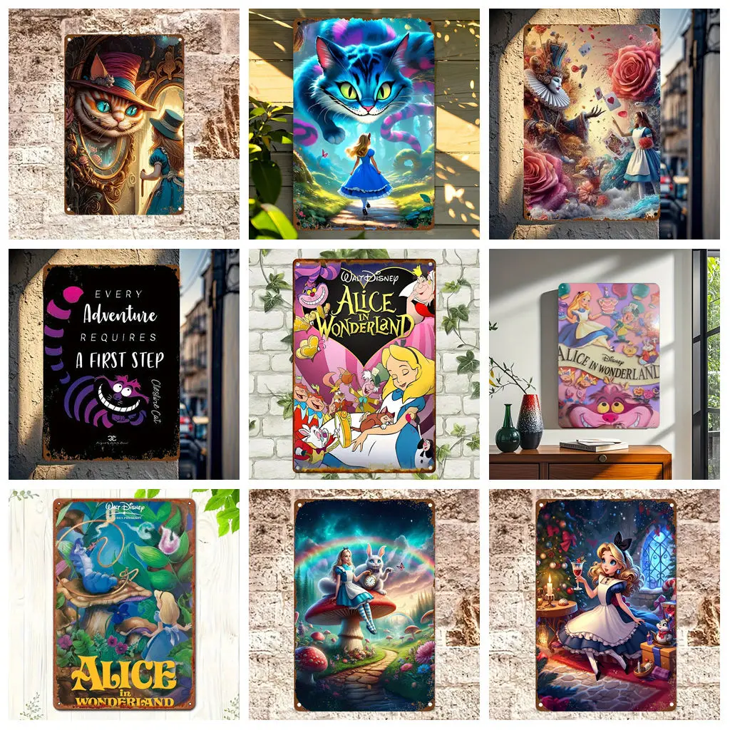 

Miniso Alice in Wonderland Fantasy Collection Decor Metal Signs Tin Signs Captain Poster Decor for Bar Pub Club Wall Decoration