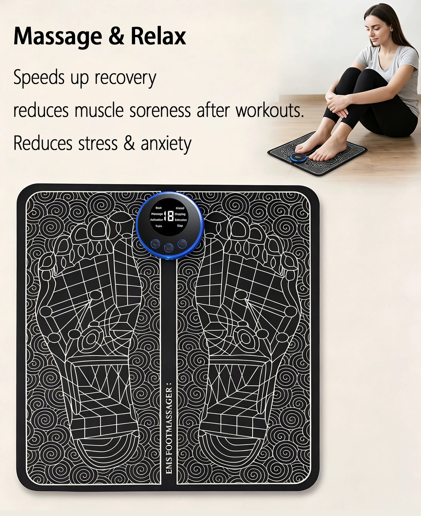 2026Foot Massager Foot Therapy Machine EMS Foot Massage Pad Pulse Fully Automatic Foot Meridian Pressing Device