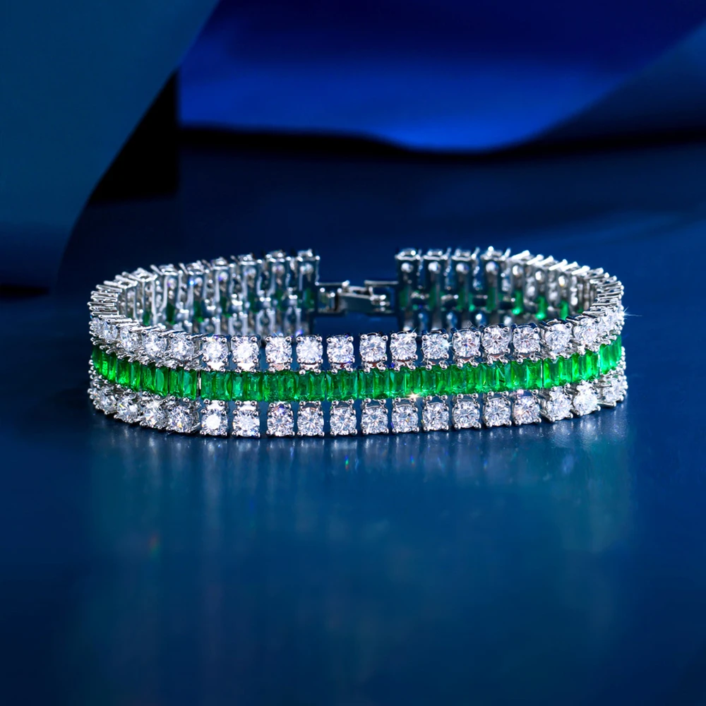 

Браслет cwwzircon, сверкающий, с фианитами, цвет белое золото, CB043